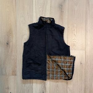 Handmade 2 in 1 black and brown/white plaid reversible vest